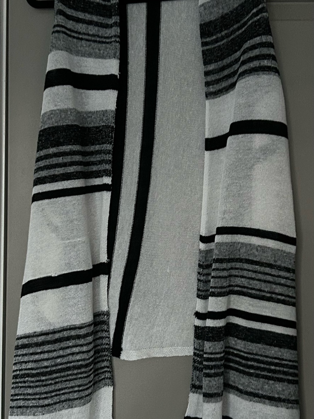 Sleeveless Knit Striped Open Front Cardigan